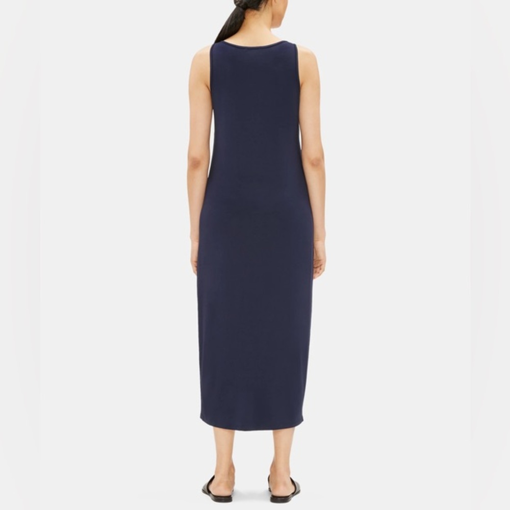 Eileen Fisher Navy Blue Stretch Jersey Tank Dress Size Medium Petite - Picture 2 of 7